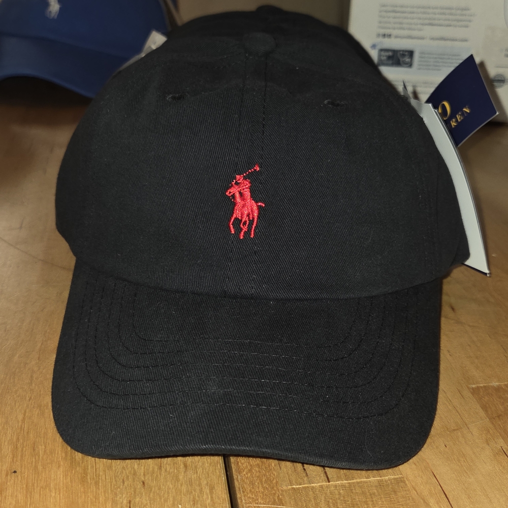 Polo Ralph Lauren Black Cap with Red Embroidery